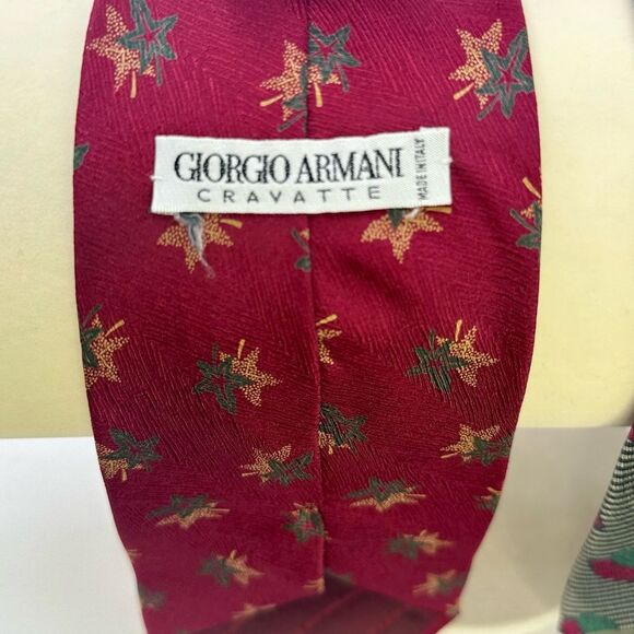 Giorgio Armani  Red and Gray Striped Patterned Silk Tie Bundle - Picture 3 of 6